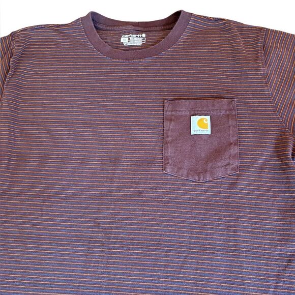 Carhartt T Shirt Relaxed Fit Heavyweight Short Sleeve Pocket Stripe Mens XL - Picture 5 of 9